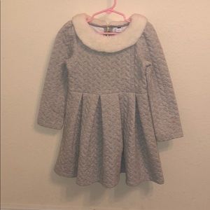 Janie and Jack Faux Fur Pleated dress—Size 5